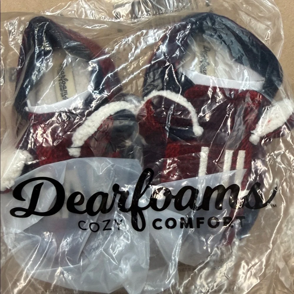 Dearfoams Lil Bear Memory Foam Plaid Sherpa Winter Slipper Toddler New with Tags